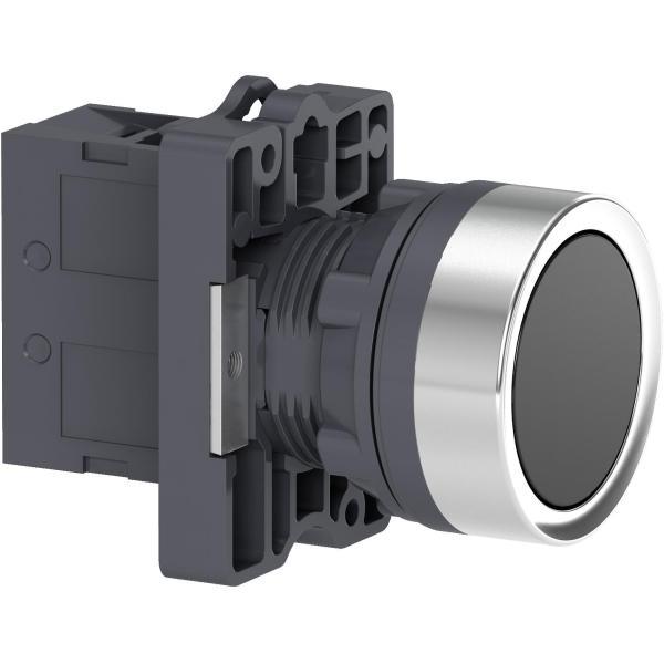 XA2EA21 - round black push-button Ø 22 - flush spring return - 1NO