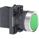 XA2EA31 - round Green push-button Ø 22 - flush spring return - 1NO