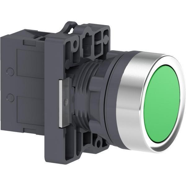 XA2EA31 - round Green push-button Ø 22 - flush spring return - 1NO