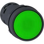 XB7NA35 - Monolithic push button, plastic, green, Ø22, spring return, unmarked, 1 NO + 1 NC