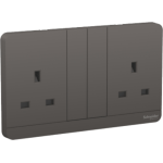 E8315_DG - Switched socket, AvatarOn, complete product, screw terminal, IP20, dark grey