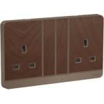 E83T25_WD - Switched socket, AvatarOn, complete product, screw terminal, IP20, wood