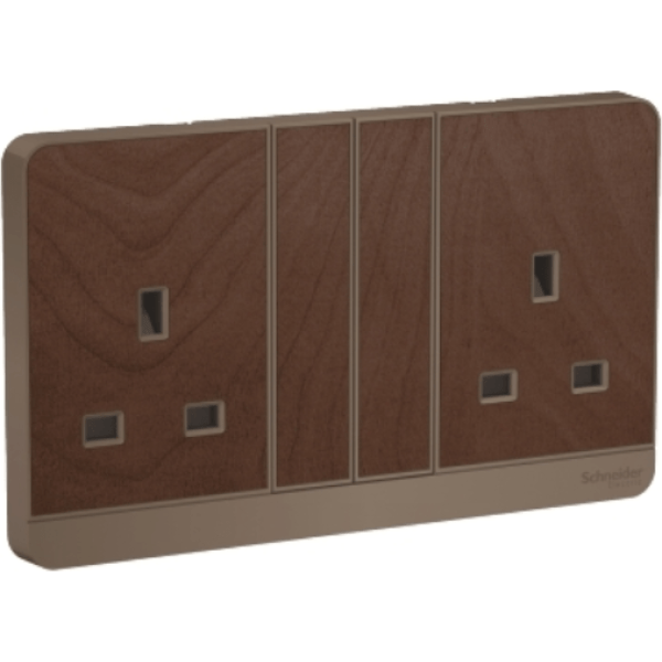E83T25_WD - Switched socket, AvatarOn, complete product, screw terminal, IP20, wood
