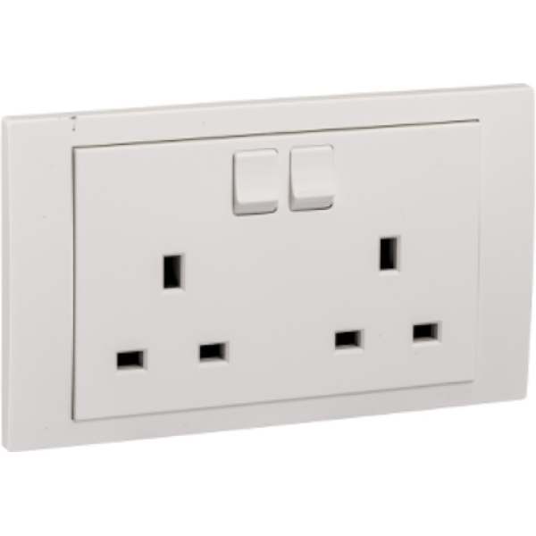 KB25_WE - Switched Socket, Vivace, 13A, 250V, 2 gang, white