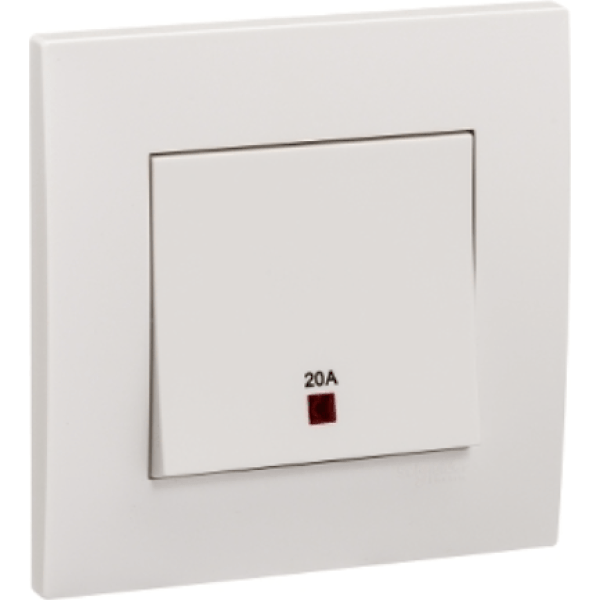 KB31D20NE_WE - 20A 250V 1 Gang Double Pole Switch with Neon and Earth