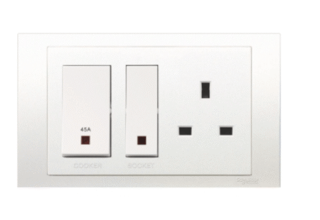 KBT15D45N - Cooker control unit, Vivace, 45A, 250V, white