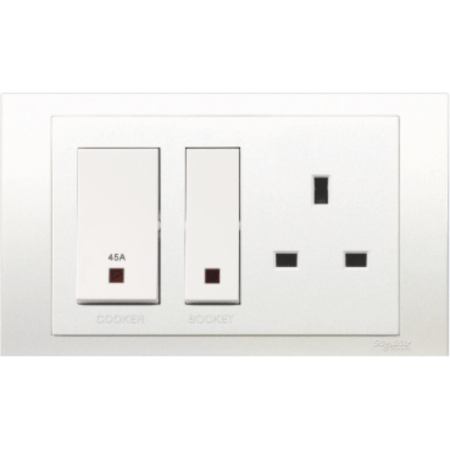 KBT15D45N - Cooker control unit, Vivace, 45A, 250V, white