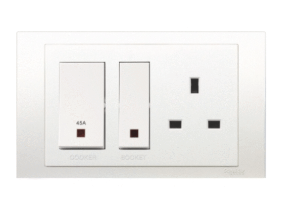 KBT15D45N - Cooker control unit, Vivace, 45A, 250V, white