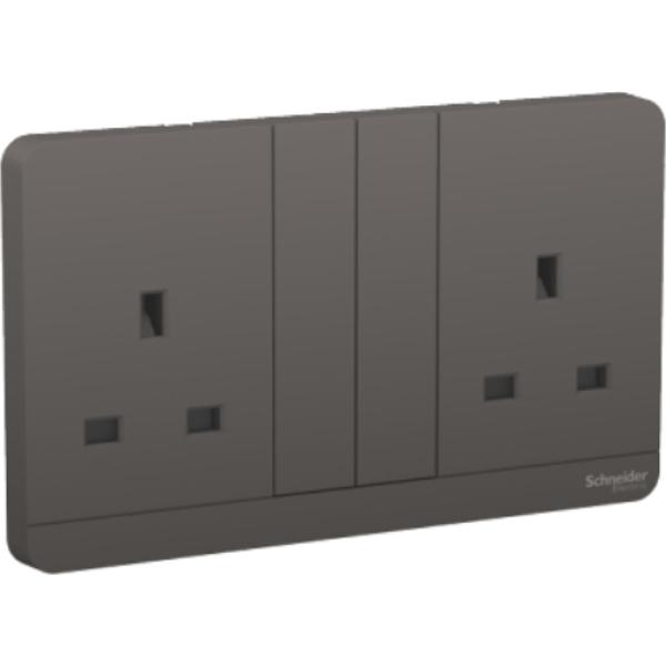 E8315_DG - Switched socket, AvatarOn, complete product, screw terminal, IP20, dark grey