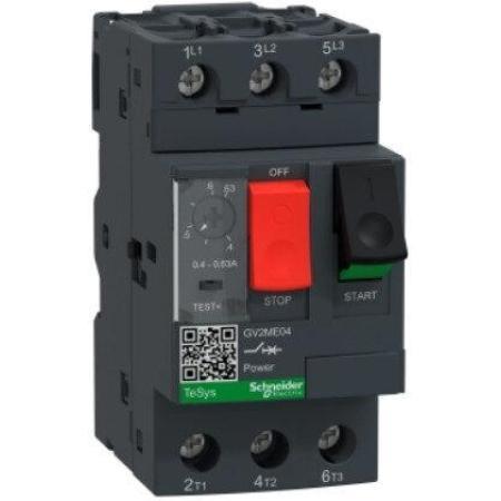 GV2ME04 - Motor circuit breaker, TeSys GV2, 3P, 0.4-0.63 A, thermal magnetic, screw clamp terminals