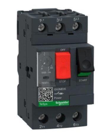 GV2ME05 - Motor circuit breaker, TeSys GV2, 3P, 0.63-1 A, thermal magnetic, screw clamp terminals