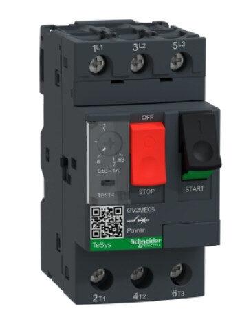 GV2ME05 - Motor circuit breaker, TeSys GV2, 3P, 0.63-1 A, thermal magnetic, screw clamp terminals
