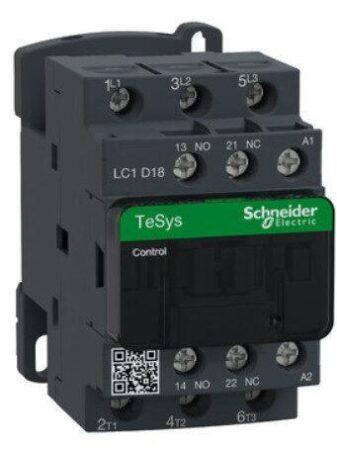 LC1D18M7 - Contactor, TeSys Deca, 3P(3NO), AC-3/AC-3e, <=440V, 18A, 220V AC 50/60Hz coil, screw clamp terminals