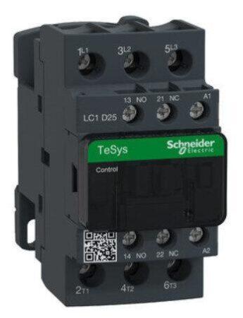 LC1D25M7 - Contactor, TeSys Deca, 3P(3NO), AC-3/AC-3e, <=440V, 25A, 220V AC 50/60Hz coil, screw clamp terminals