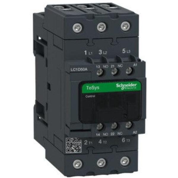LC1D50AM7 - Contactor, TeSys Deca, 3P(3 NO), AC-3/AC-3e, <=400V, 50A, 220V AC 50/60Hz coil, screw clamp terminals