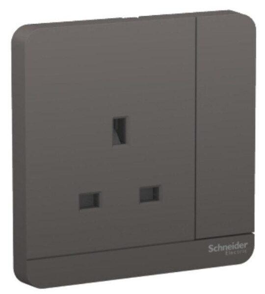 E8315_DG - Switched socket, AvatarOn, complete product, screw terminal, IP20, dark grey