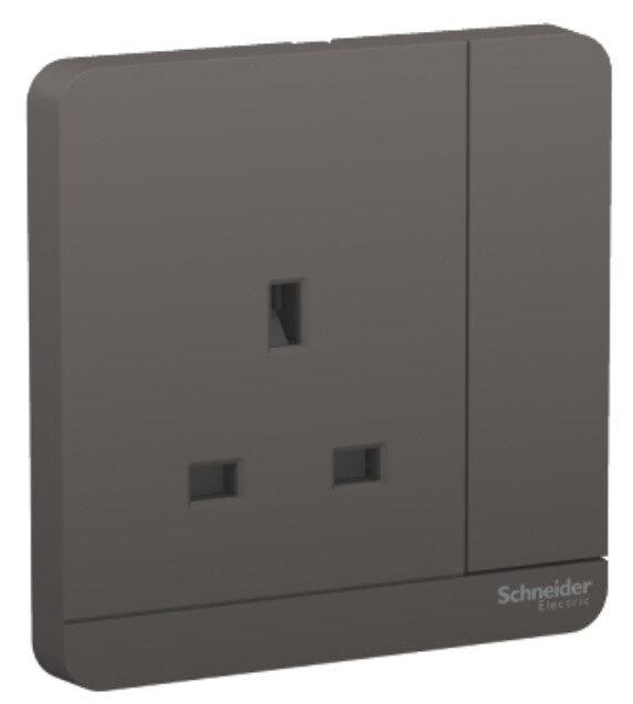 E8315_DG - Switched socket, AvatarOn, complete product, screw terminal, IP20, dark grey