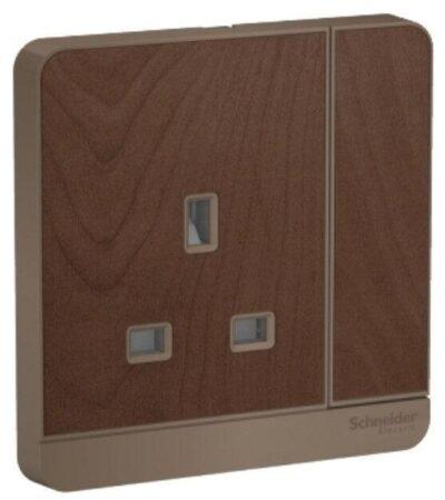 E8315_WD - Switched socket, AvatarOn, complete product, screw terminal, IP20, wood