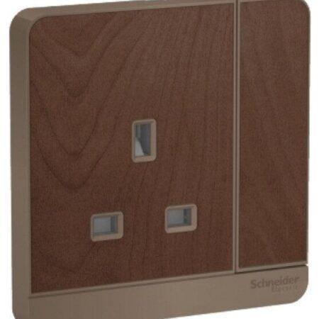E8315_WD - Switched socket, AvatarOn, complete product, screw terminal, IP20, wood