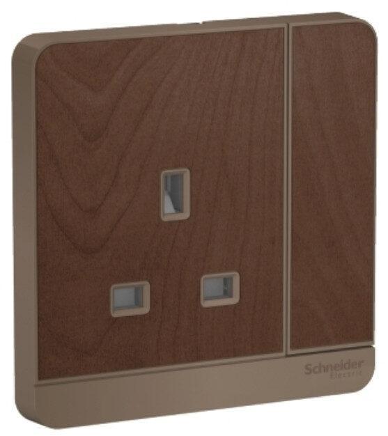 E8315_WD - Switched socket, AvatarOn, complete product, screw terminal, IP20, wood