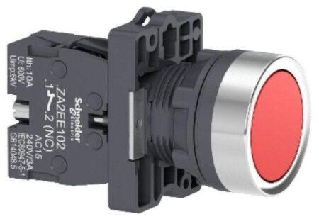 XA2EA42 - round red push-button Ø 22 - flush spring return - 1NC