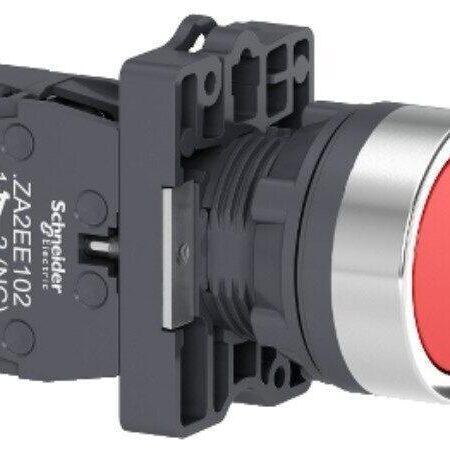 XA2EA42 - round red push-button Ø 22 - flush spring return - 1NC