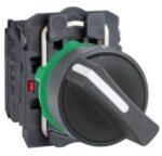 XB5AD25 - Selector switch, plastic, black, Ø22, 2 positions, stay put, 1 NO + 1 NC