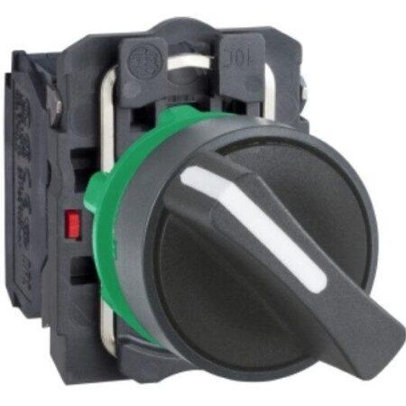 XB5AD25 - Selector switch, plastic, black, Ø22, 2 positions, stay put, 1 NO + 1 NC