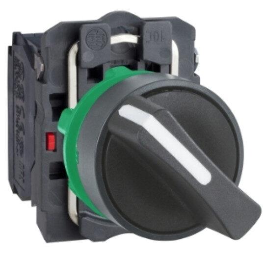 XB5AD25 - Selector switch, plastic, black, Ø22, 2 positions, stay put, 1 NO + 1 NC