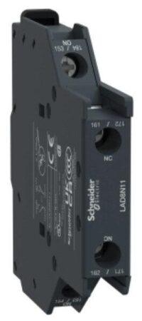 LAD8N11 - Auxiliary contact block, TeSys D, 1NO + 1NC, side mounting, screw clamp terminals