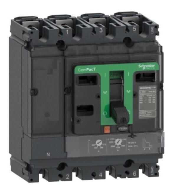 C25F6TM250 - Circuit breaker, ComPacT NSX250F, 36kA/415VAC, 4 poles 3D (neutral not protected), TMD trip unit 250A