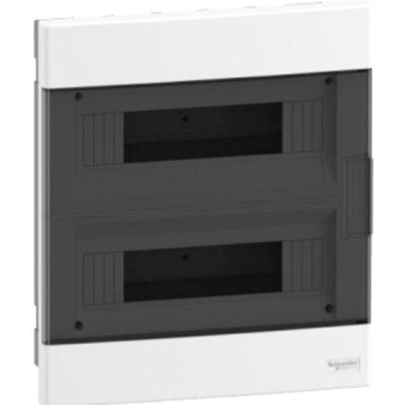 EZ9EUA212 - Easy9EU, Flush-mounted enclosure, 2x12 Modules, smoked door, with 2 terminal blocks