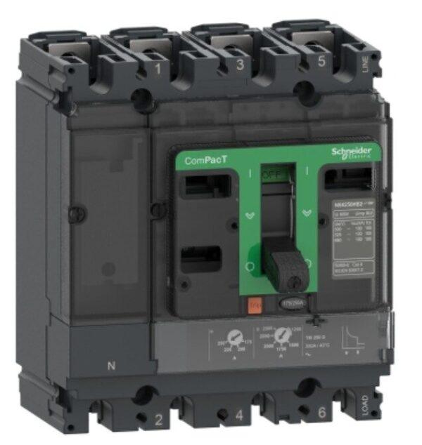 C16F6TM125 - Circuit breaker, ComPacT NSX160F, 36kA/415VAC, 4 poles 3D (neutral not protected), TMD trip unit 125A