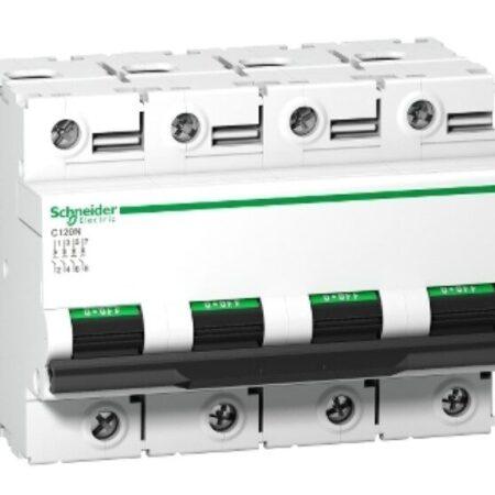 A9N18374 - Miniature circuit breaker (MCB), Acti9 C120N, 4P, 100A, C curve, 10000A (IEC/EN 60898-1), 10kA (IEC/EN 60947-2)