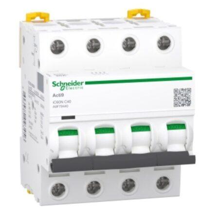 A9F79440 - Miniature circuit breaker (MCB), Acti9 iC60N, 4P, 40A, C curve, 6000A (IEC/EN 60898-1), 10kA (IEC/EN 60947-2)