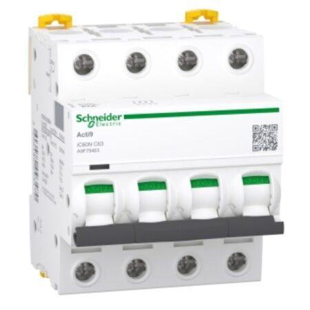 A9F79463 - Miniature circuit breaker (MCB), Acti9 iC60N, 4P, 63A, C curve, 6000A (IEC/EN 60898-1), 10kA (IEC/EN 60947-2)