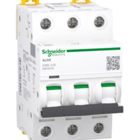 A9F94332 - Miniature circuit-breaker, Acti9 iC60L, 3 pole, 32 A, C curve, 15000 A (IEC 60898-1), 20 kA (IEC 60947-2)